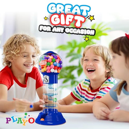 Playo 10.5" Gumball Machine for Kids, Spiral Style Candy Dispenser for Gifts, Parties or Events - Bubblegum Machine w/Gumb Balls Included - color: Blue