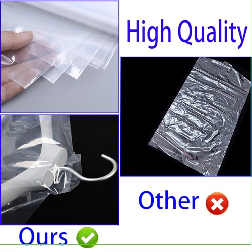 15 Pack (24 x 40 In) Plastic Clear Clothes Covers,Dry Cleaners Bags Hanging Clothing Covers Clear Garment Bags Hanging Dust-proof Clothing Protector Covers for Home Storage Clothing Stores & Travel. - size: 24*40