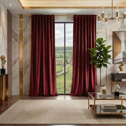 Burgundy Red Velvet Curtains 2 Panels - Room Darkening Thermal Insulated Drapes with Back Tab & Rod Pocket for Living Room Bedroom, 52" W x 108" L - color: Burgundy Red, size: 52"W x 108"L (Pack of 2)