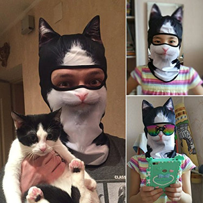 WTACTFUL 3D Animal Ears Balaclava, Breathable Face Mask for Halloween | Stand-Up Ears, Windproof Dustproof, Quick-Dry, No Fade Print, Soft, for Music Festivals Raves Ski Snowboard Moto Party - color: # British Bicolor Cat Meb-18