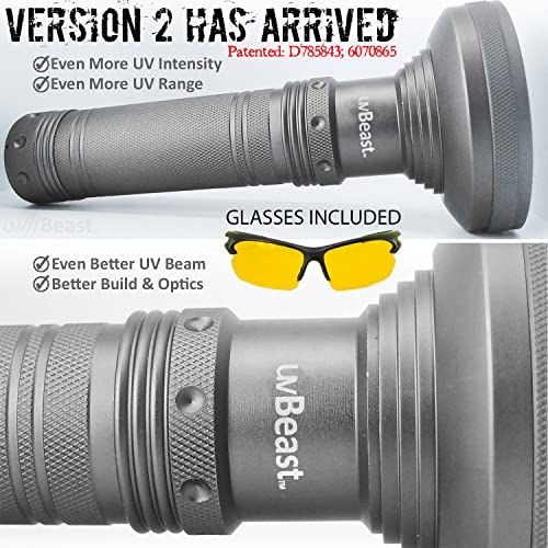 V2 385-395nm Black Light UV Flashlight | High Definition, Flood Effect, Commercial/Domestic Use, Works Even in Ambient Light, USA Stock, Engineered by uvBeast