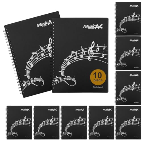 Music Folder, Bulk 10 Pack Sheet Music Holder(10 Pack) | Bulk 10 Pack Sheet Music Holder Allow Annotations,40 Pages Spiral Sheet Music Binder Organizer, Sheet Music Storage - size: 10 Pack