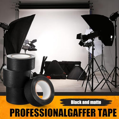 4 Pack Black Gaffers Tape 2 Inch x 30 Yards and 3 Inch x 30 Yards Grade Non Reflective Cloth Tape No Residue Water Resistant Easy Tear for Stage Film Cable Management