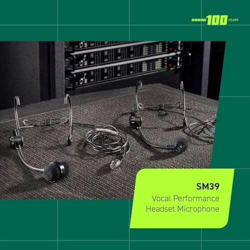 Shure SM39 Headset Microphone - Vocal Performance Cardioid Headworn Mic compatible with Axient Digital, Secure Low Profile Fit, Ergonomic Design, Indoor/Outdoor Windscreens, Sweat Resistant (SM39-TQG) - style: TA4F Connector