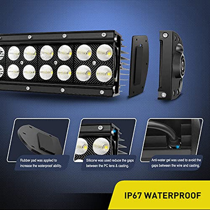 Nilight - 71013C-A 32" 180W Spot Flood Combo High Power LED Driving Lamp LED Light Bar Off Road Fog Driving Work Lights for SUV Boat Jeep Lamp,2 Years Warranty - size: 32Inch Curved 180W Light
