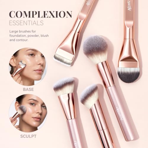 14 PCS Professional Makeup Brushes Set with Travel Cosmetic Bag(Pink) | Luxe Soft Synthetic Face & Eye Makeup Brush Kit for Foundation, Powder, Blush, Concealer, Eyeshadow, Contour, Eyebrow - color: 14PCS-0-Pink