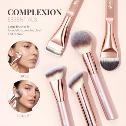 14 PCS Professional Makeup Brushes Set with Travel Cosmetic Bag(Pink) | Luxe Soft Synthetic Face & Eye Makeup Brush Kit for Foundation, Powder, Blush, Concealer, Eyeshadow, Contour, Eyebrow - color: 14PCS-0-Pink