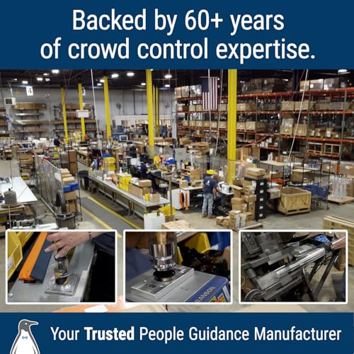 Prime 10' Long Outdoor Weather Resistant Retractable Belt Stanchion 2 Pk, 40” Tall No-Tools Assembly Crowd Control Barriers (Yellow Alumnium Post w/Black & Yellow Belt) | Commercial Grade Outdoor Retractable Belt Stanchions, PRIME, Cement Base, Tool-Free,