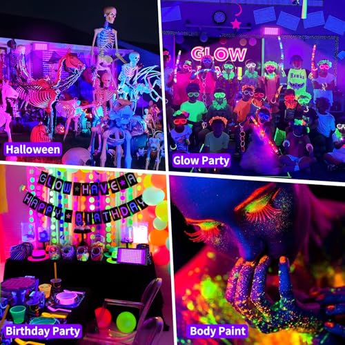 100W LED Black Lights with Switch+Plug, IP66 Waterproof, 2 Pack | Blacklight Flood Light for Halloween, Neon Glow Party Supply, Bedroom, Fluorescent Poster, Body Paint, Outdoor