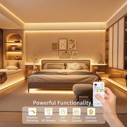 PAUTIX 5V USB COB LED Strip Lights with RF Remote,Dotless LED Lights 2700K-6500K CCT Tunable White Dimmable 6.56ft TV Backlight,Flexible Under Cabinet Tape Light for Bedroom,Kitchen,Shelf DIY Lighting - size: 6.56ft(5V USB)