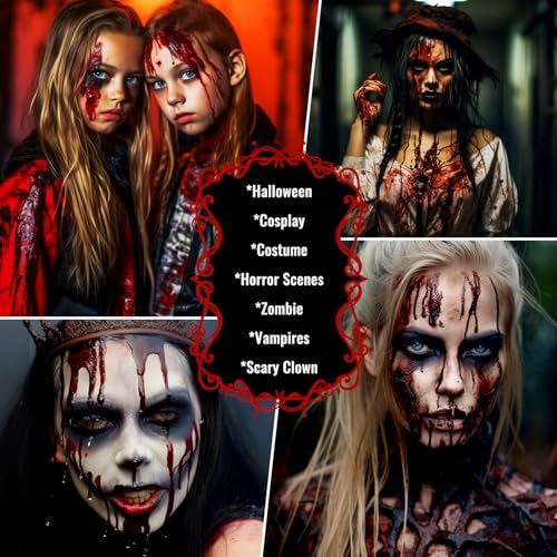 UCANBE 3PCS Halloween Dripping Fake Blood Makeup Kit Realistic Blood Drops Body Paint Washable Fake Blood Set For Zombie Vampire Clown Monster Clothes Costume Cosplay SFX Special Effects Makeup 90ML - color: Set1