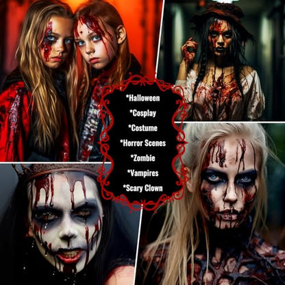 UCANBE 3PCS Halloween Dripping Fake Blood Makeup Kit Realistic Blood Drops Body Paint Washable Fake Blood Set For Zombie Vampire Clown Monster Clothes Costume Cosplay SFX Special Effects Makeup 90ML - color: Set1
