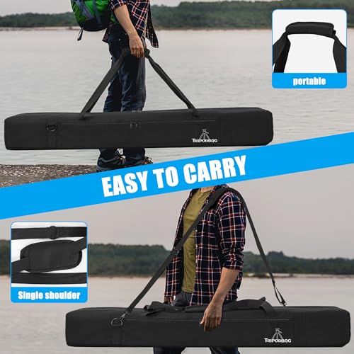 TORIBIO Tripod Carrying Case Bag, Padded Protective 56.3"x10"x6" | with Shoulder Strap and Handle, Heavy Duty, for Music Stand Mic Speaker Light Camera Monopod Stand - size: 56.3" x 10" x 6"