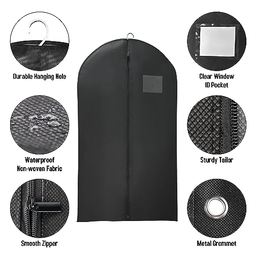 Black Suit Garment Bags, Set of 6 Portable Men's Travel Suit Bags, Waterproof Sturdy Hanging Clothes Pockets for Closet Storage, Business Travel, Clothes, Dress, Shirts (43.3x23.6 inch) - size: 6 Pcs 43.3x23.6 In