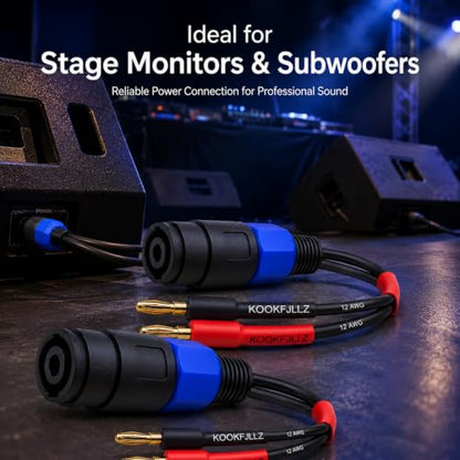 Speaker Cable Adapter, Banana Plug to Speakon Female Cable, 6 Inch 12AWG OFC Speaker Adapter Cable Male to Female for Amplifier PA System Stage Monitor Home Theater Live Sound (2-Pack)