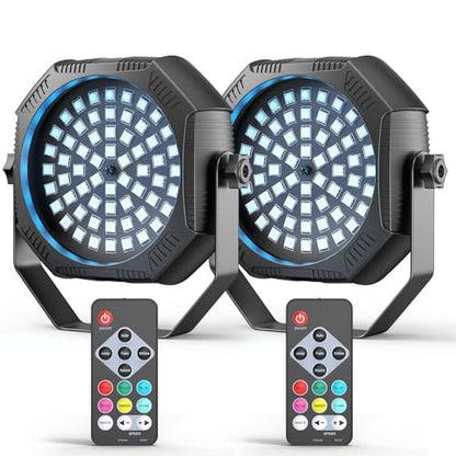 Rechargeable Strobe Light, 60 LED RGB Mini Flashing Light, 30W Battery Powered Strobe with Remote & Sound- Activated Control Mode, Flash Lights for Party Home Halloween Bars, 2 Pack - color: 2 Pack