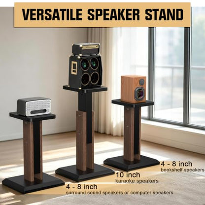 Height Adjustable Speaker Stands Pair 17.7 to 25.6 Inch, Wood Grain - color: Wood, size: 17.7''to 25.6''