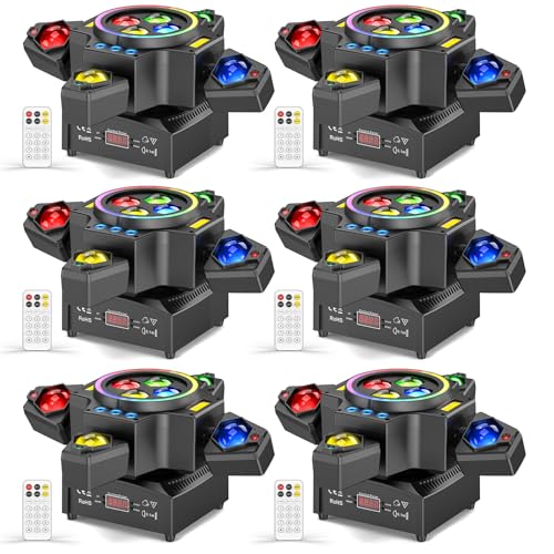 6PCS 120W Stage Moving Head Light,RGBW Beam/Wash/Red Green Starry Sky Golden Strobe RGB Halo Effect Light,Sound-Active/DMX/Remote Control for Party Club Stage Show - color: 6 PCS
