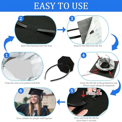 2026 Graduation Cap Headband Insert, Holder Clip Secures Grad Cap for Students, Grad Hat Hair Bands Holder Insert Companion, Hat Accessories for Graduates Anti-Fall Headbands (Clear 1pcs) - color: Clear 1pcs