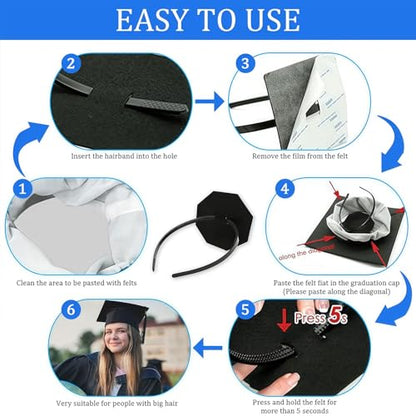 2026 Graduation Cap Headband Insert, Holder Clip Secures Grad Cap for Students, Grad Hat Hair Bands Holder Insert Companion, Hat Accessories for Graduates Anti-Fall Headbands (Clear 1pcs) - color: Clear 1pcs