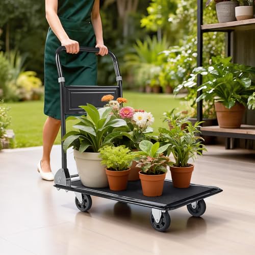 VEVOR Heavy Duty 2 Tier Platform Hand Truck, 700 lbs 2 Tier Push Tool Cart with High-Strength Steel, Utility Cart for Warehouse, Garage, Workshop, Office - size: 28.7 x 18.5 x 32.3 in/ 730 x 470 x 820 mm