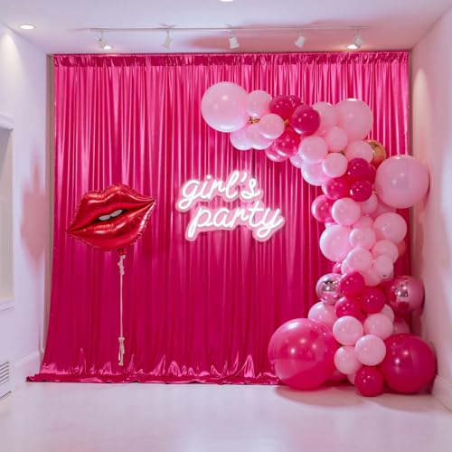 gogoparti 20x10FT Hot Pink Sequin Backdrop Curtain - 4 Panels of 5x10FT Wrinkle-Free Glitter Drapes for Photography, Birthdays, Weddings & Graduations - color: Hot Pink, size: 5FT x 10FT(4 panels)