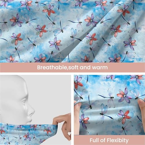 Art Owl Women's Slouchy Beanie Hat Cute Turban Hats Cancer Headwear Caps Baggy Skull Sleep Scarf - color: Blue Watercolor Dragonfly