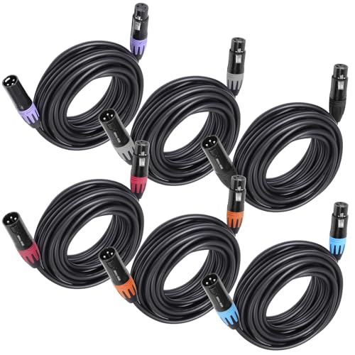 SMALL-EYE XLR Mic Cables 25 ft 6-Pack, 3-Pin Male to Female - size: 25 Feet 6 Pack