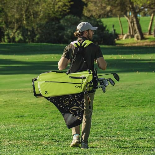 KVV Lightweight Golf Stand Bag with 7 Way Full-Length Dividers, 5 Zippered Pockets, Automatically Adjustable Dual Straps，Elegant Design - color: Lime