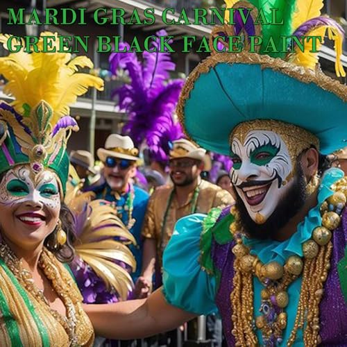 St Patricks Day Black White Green Face Body Paint 1.01 oz/pc with 3 Sponges,Dark Green St Patrick's Day Costume Painting Kit, Elphaba Halloween SFX Witch Makeup Cream Face Paint,3 oz - color: black+white+green