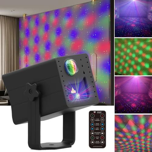 Portable Rechargeable RGB Laser-LED Light Sound Activated Projector for DJ Disco Stage Party Xmas Pub KTV Dance Mood Birthday Wedding in-Car Travel Show Home Camp Trip (RGB LED & RGB Stars Laser) - style: RGB LED & RGB STARS LASER