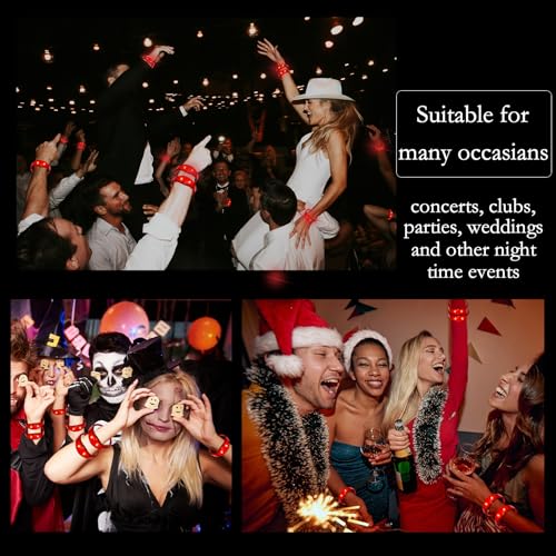 24 Pcs LED Glow Bracelets Sound Activated Bracelet Glow Bracelets with Flashing LED Strobe for Carnival,Concerts , Night Events, Rave, Game Prizes, Birthday Party Favor, New Year's Eve Gift (red) - color: Red