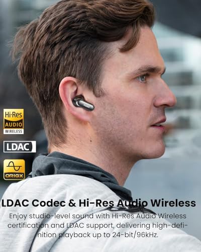 TOZO NC20 Pro Active Noise Cancelling Wireless Earbuds, Smart LCD Screen | LDAC Hi-Res Audio, Stereo Bass, 6 Mics AI Call Ear Buds, 80H Playtime, IPX8 Waterproof, 32 EQ via App Wireless Charging Black - color: Ink Black