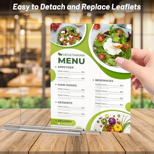 Acrylic Sign Holder 8.5 x 11 Inch Vertical T Shape Display Stand Double-Sided Desktop Clear Sign Holders Paper Holder Table Menu Holders Plastic Sign Stand for Home, Office, Restaurants, Store 3-Pack - size: 3 Pack-8.5x11 Inch