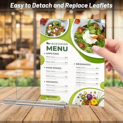 Acrylic Sign Holder 8.5 x 11 Inch Vertical T Shape Display Stand Double-Sided Desktop Clear Sign Holders Paper Holder Table Menu Holders Plastic Sign Stand for Home, Office, Restaurants, Store 3-Pack - size: 3 Pack-8.5x11 Inch
