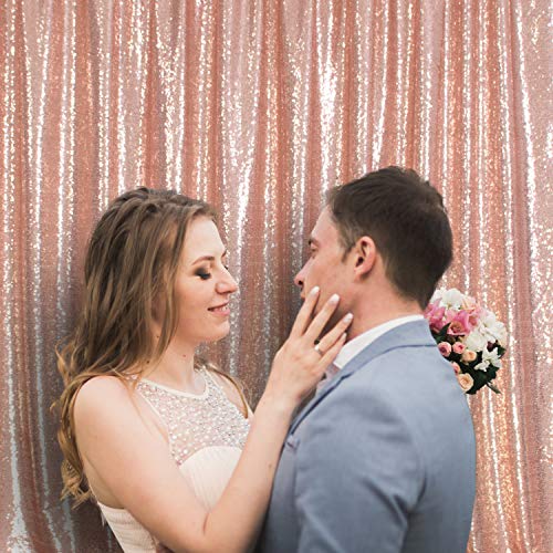 Juya Delight 6FT X 8FT Non-Transparent Sequin Photography Background Backdrop Curtain for Birthday Party Wedding Festival Ceremony (Rose Gold) - color: Rose Gold, size: 6ft x 8ft