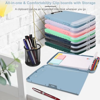 Clipboard with Storage, A4 Binder Nursing Clipboards with Pen Holder, Heavy Duty Storage Clipboards with Low Profile Clip, Clipboard Folder Side-Opening, Smooth Writing Clip Board (Haze Blue) - color: Haze Blue