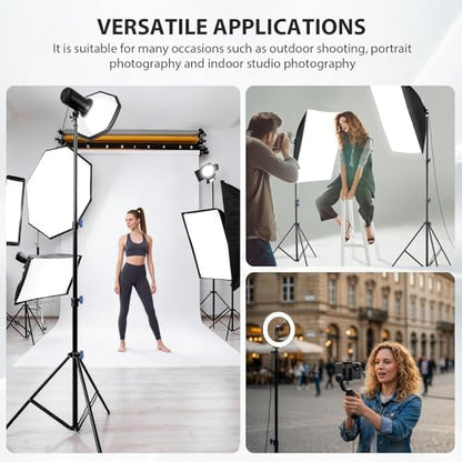 SH Light Stand Photography, 10ft/305cm Portable Photo Video Tripod Stand | Adjustable Light Stand with 360° Ball Head and 1/4" Screw for Studio, Strobe, Ring Light, Reflectors, Softbox, Camera-2 Pack - size: 10ft/305cm