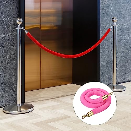 YOKIVE 2 Pcs Pink Velvet Stanchion Rope Crowd Control Barrier Rope, Manage The Crowd, Great for Hotels, Theaters, Ticket Offices (Golden, 4 Feet) - color: Pink, Golden, size: 4 Feet