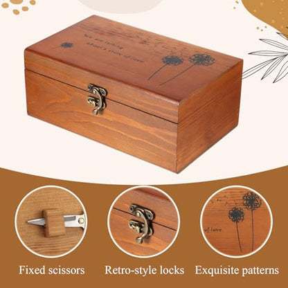 Wooden Sewing Kit Box Wooden Hand Home-Sewing Repair Tool Kits Wooden-Sewing Box with Cute Sewing Accessories Supplies for Adults, Women, Men Universal Home Repair Tool Kit