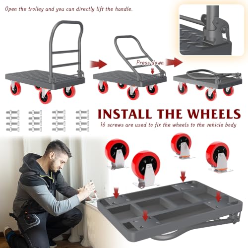 Platform Truck Heavy Duty 1600 lbs with Swivel Wheels 28" x 19" - size: 28"x19"