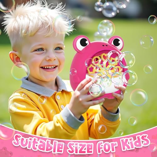 Frog Bubble Machine Toys for Kids 3-8, Outdoor Party Birthday Gift | Bubble Blower Maker with 2 Solutions, Gift for 3 4 5 6 7 8 Year Old Girls Boys - color: Red