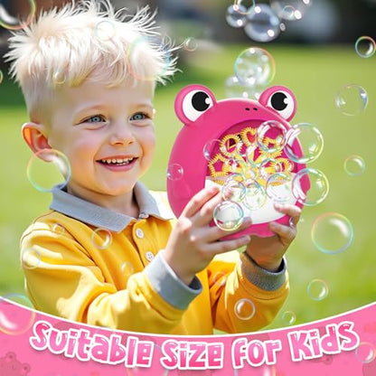 Frog Bubble Machine Toys for Kids 3-8, Outdoor Party Birthday Gift | Bubble Blower Maker with 2 Solutions, Gift for 3 4 5 6 7 8 Year Old Girls Boys - color: Red