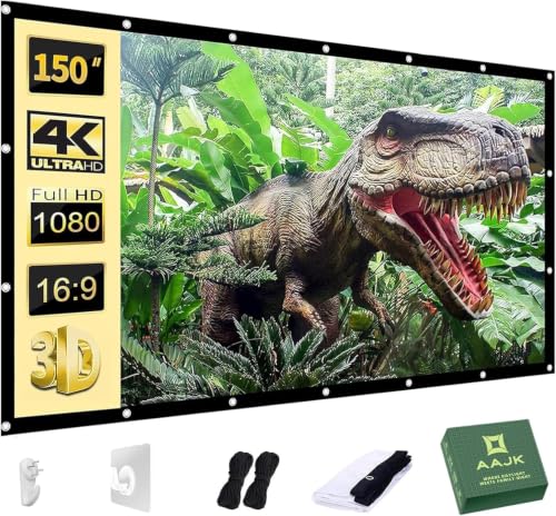 AAJK 150inch Outdoor Projector Screen Anti Crease Portable Movie Screen - size: 150"