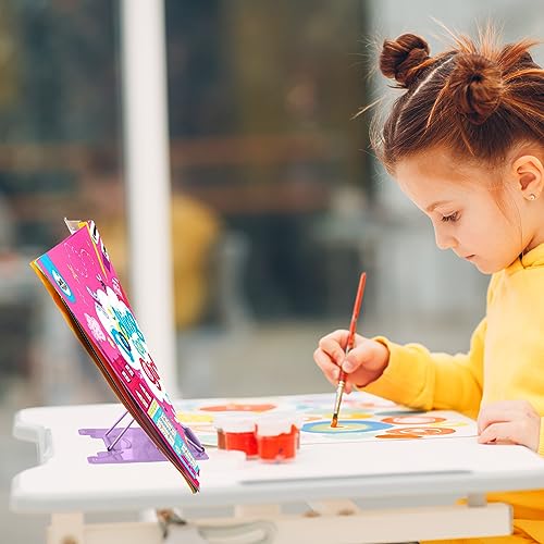 MSDADA Small Desk Book Stand Metal Reading Rest Book Holder | Adjustable Cookbook Documents Holder Portable Sturdy Bookstands for Recipes Textbooks Tablet Music Books(Purple） - color: Purple
