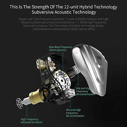 Linsoul KZ ZSX 5BA+1DD 6 Driver Hybrid in-Ear HiFi Earphones - color: Cyan, style: Without Mic