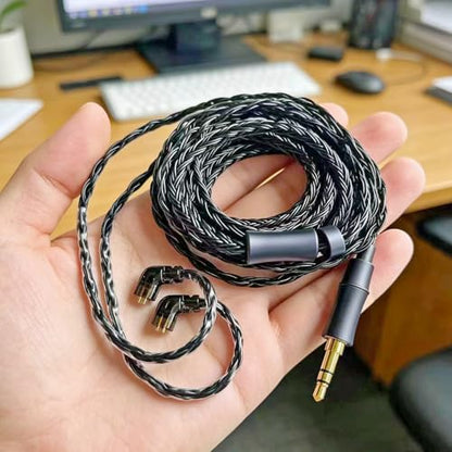 FAAEAL IEM in Ear Monitor Cable,16 Core Silver Plated Earphone Upgraded Cords,QDC C-Pin Extended-Length Replacement Cable Compatible with KZ ZS10 ZSN for Musician Audiophile 6ft Recessed 2pin 3.5mm - size: QDC-2PIN 3.5mm