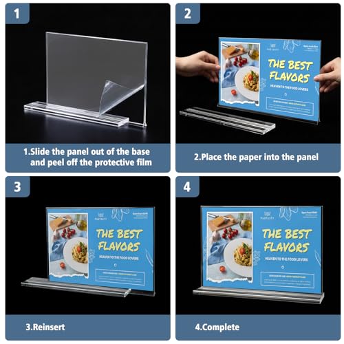 Comix Acrylic Sign Holder 11x8.5 Inches, 12 Pack Display Stand Flyer Holder | Clear Vertical Plastic Table Paper Stand, Double Sided Menu Flyer Stand for Cafe, Restaurants, Store, Office, Wedding - size: 6 Pack 11x8.5 inches