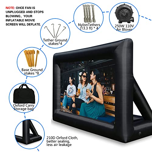 GZKYYLEGS 20 Feet Inflatable Projector Screen Outdoor Inflatable Movie Screen with Air Blower Storage Bag, Easy Set Up Blow Up Screen for Backyard Movie Night, Theme Parties, Celebrations