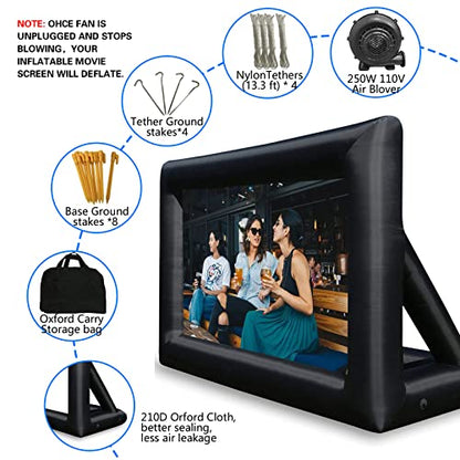 GZKYYLEGS 20 Feet Inflatable Projector Screen Outdoor Inflatable Movie Screen with Air Blower Storage Bag, Easy Set Up Blow Up Screen for Backyard Movie Night, Theme Parties, Celebrations